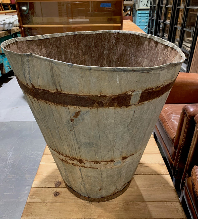 Very Rustic Turkish Galvanised Olive  Bin #4869