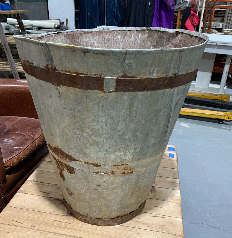 Very Rustic Turkish Galvanised Olive  Bin #4869