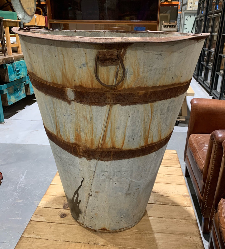 Rustic Turkish Galvanised Olive  Bin #4870