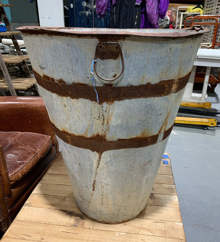 Rustic Turkish Galvanised Olive  Bin #4870