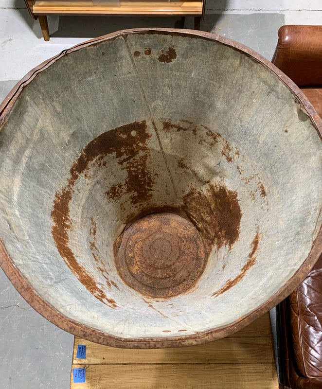 Rustic Turkish Galvanised Olive  Bin #4870