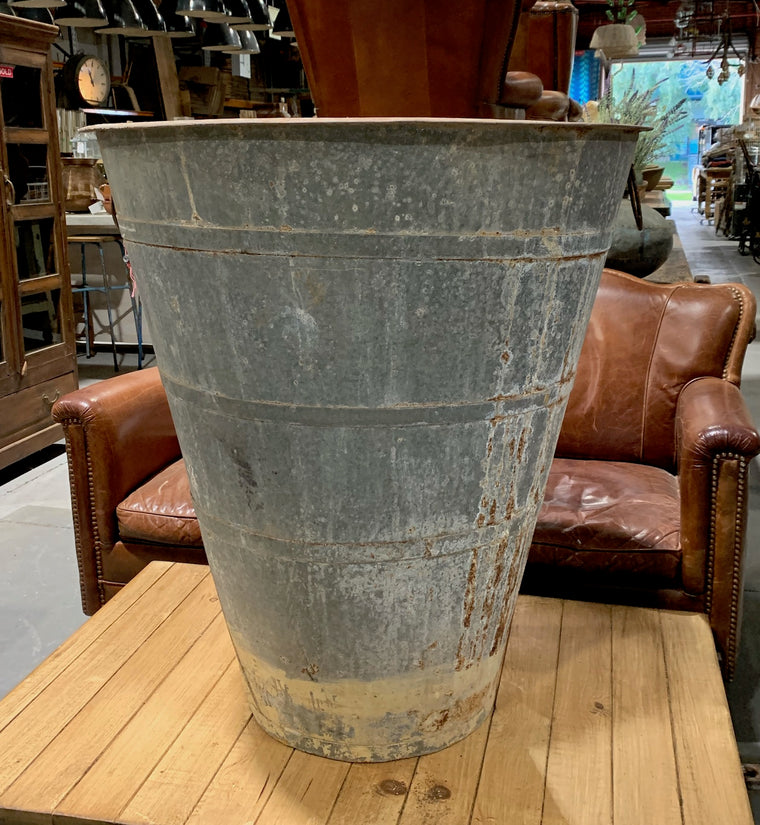 Rustic Turkish Galvanised Olive  Bin #4872