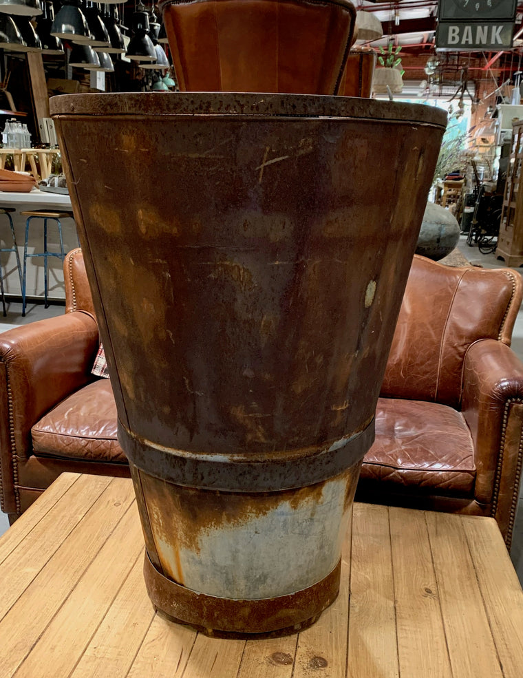 Rustic Turkish Galvanised Olive  Bin #4873