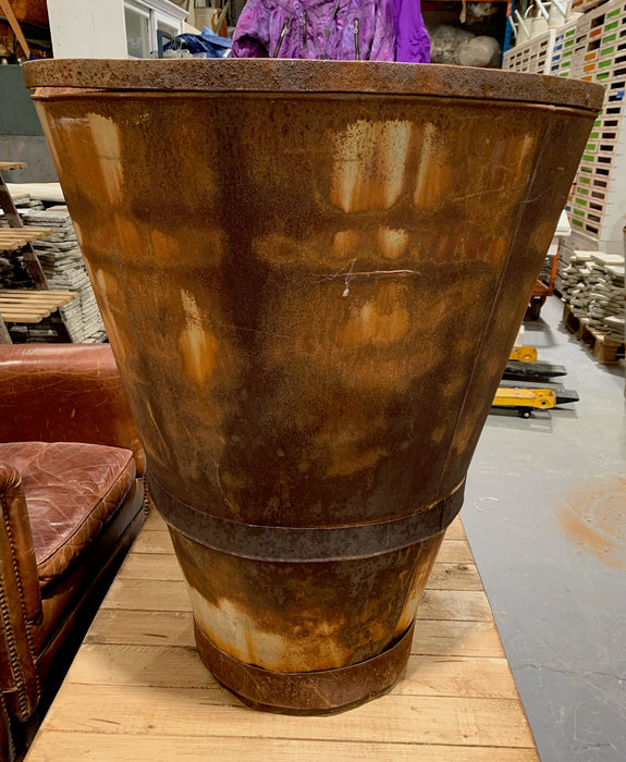 Rustic Turkish Galvanised Olive  Bin #4873