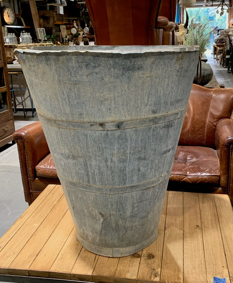 Rustic Turkish Galvanised Olive  Bin #4874