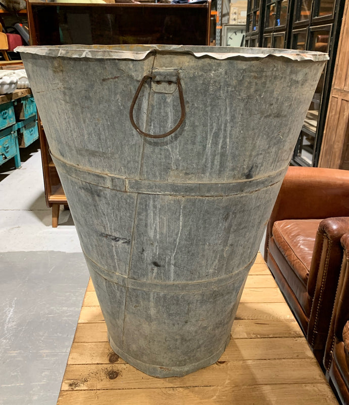 Rustic Turkish Galvanised Olive  Bin #4874