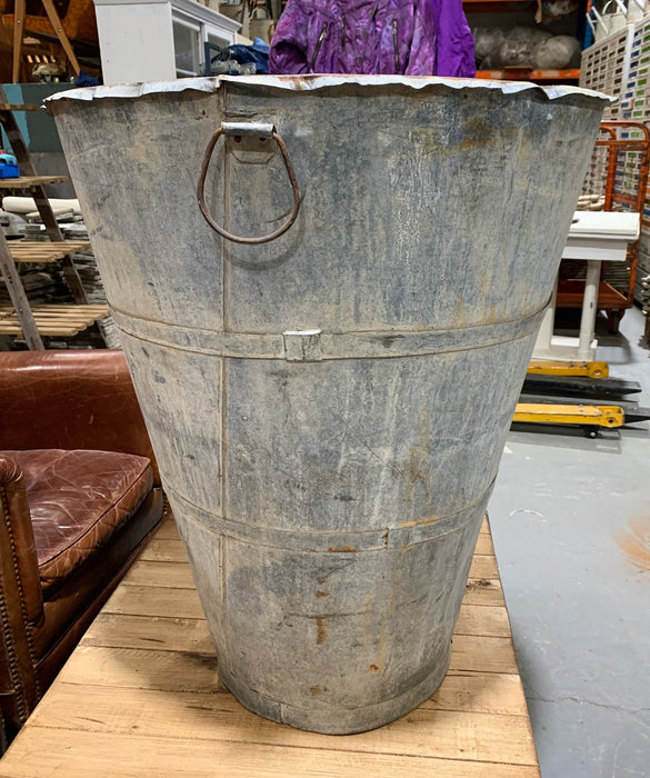 Rustic Turkish Galvanised Olive  Bin #4874