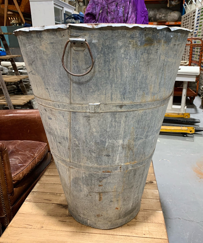 Rustic Turkish Galvanised Olive  Bin #4874