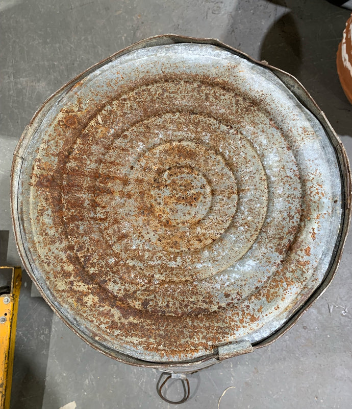 Rustic Turkish Galvanised Olive  Bin #4874