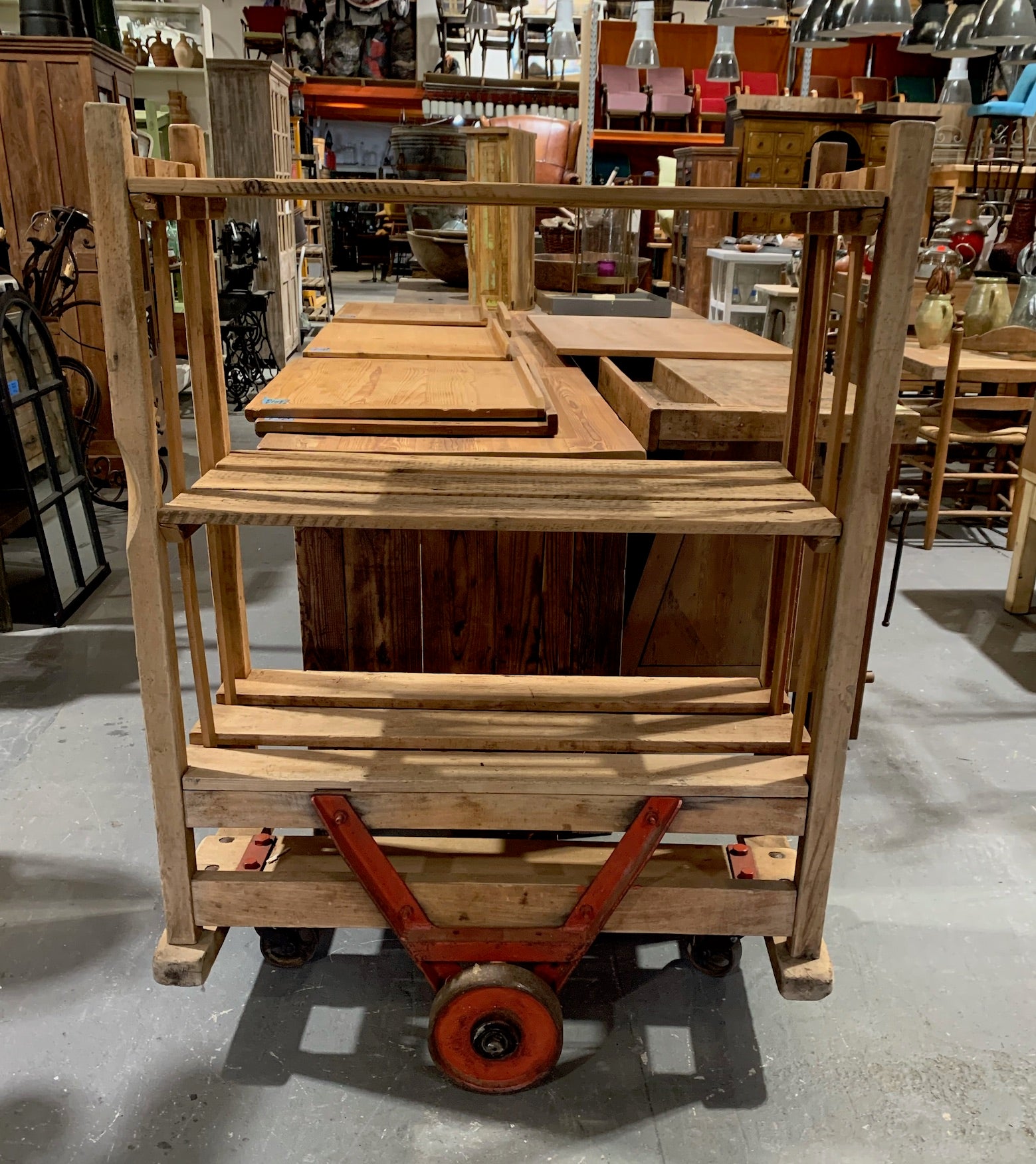 Vintage Wooden Shoe Rack Trolley  #4877