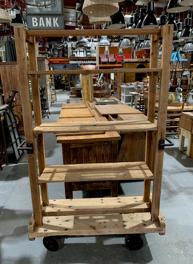 Vintage Wooden bakers Rack Trolley #4878 – Fossil Vintage Australia
