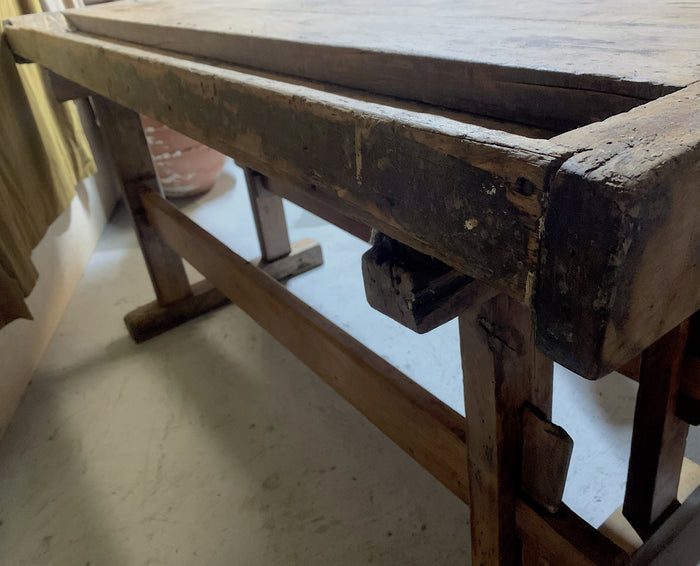 Vintage Rustic European Carpenters Woodworking  Workbench 1920s #4911