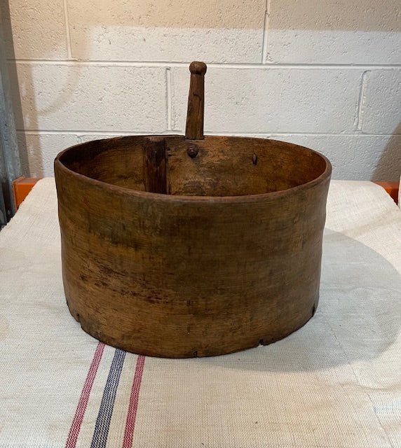Vintage  European Wooden Veggie Bowl with Handle  #6552