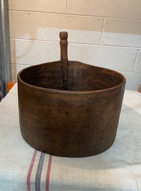 Rustic  European Wooden Veggie Bowl with Handle  #6553