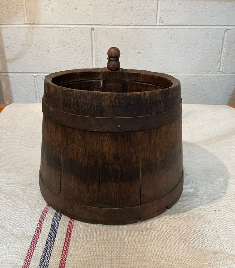Vintage  European Wooden Bucket with Handle   #6554