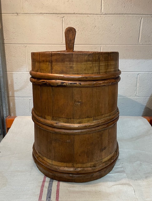 Vintage  European Wooden Bucket with Handle   #6556