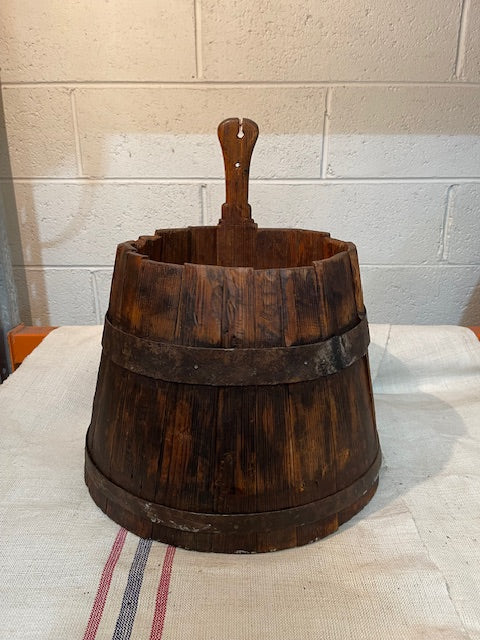 Rustic  European Wooden Bucket with Handle   #6557