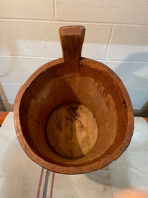 Vintage  European Wooden Bucket with Handle   #6558