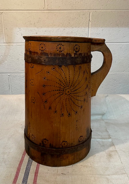 Vintage  European Wooden Jug with Lid  #6564