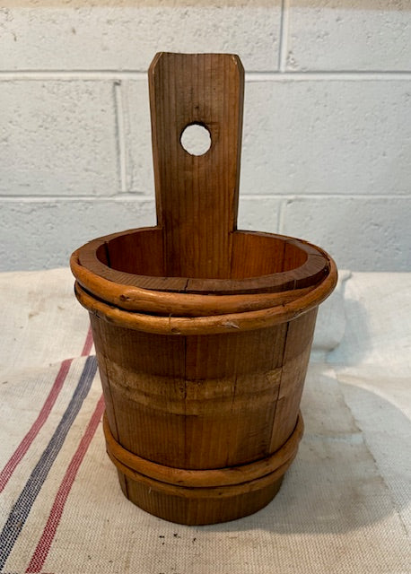 Vintage  European Wooden Bucket with Handle   #6565