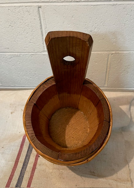 Vintage  European Wooden Bucket with Handle   #6565