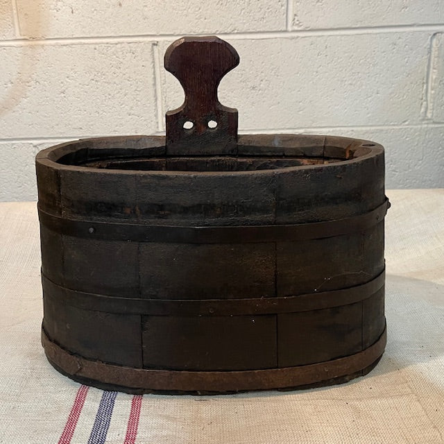 Vintage  European Wooden Bucket with Handle   #6566