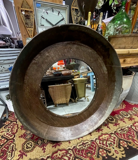 Vintage  Round Metal Mirror #7297