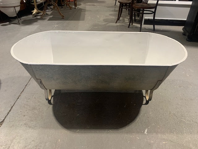 Vintage European  Galvanised Bathtub #4971