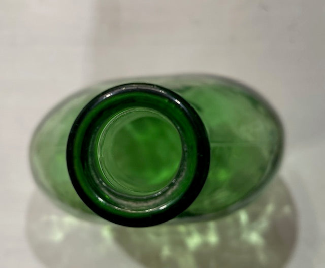 Vintage Flat Green  Demijohn Glass Bottle  #7302