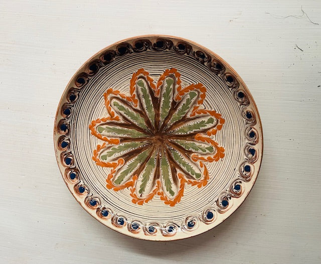 Vintage Romanian  Glazed Ceramic Plate  #7305