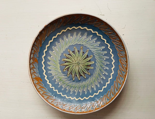 Vintage Romanian  Glazed Ceramic Plate  #7306