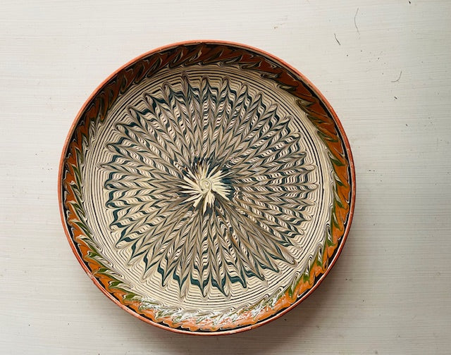 Vintage Romanian  Glazed Ceramic Plate  #7307