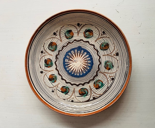 Vintage Romanian  Glazed Ceramic Plate  #7309