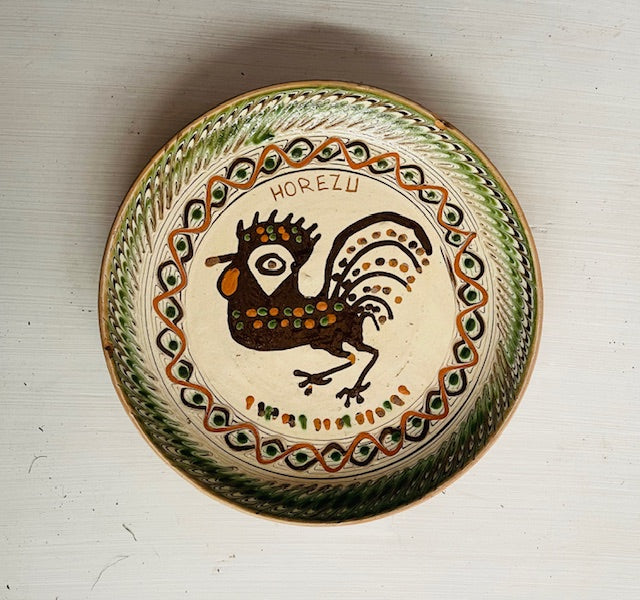 Vintage Romanian  Glazed Ceramic Plate  #7310
