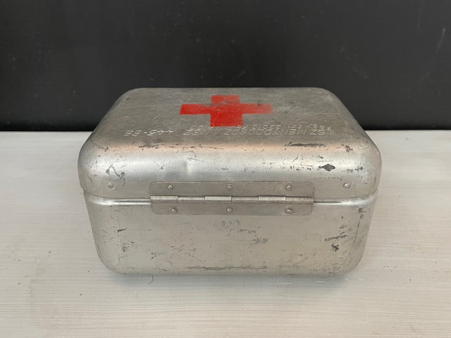 Vintage Aluminium Army First Aid Box  #7311