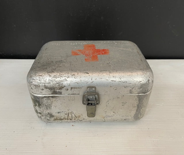 Vintage Aluminium Army First Aid Box  #7312