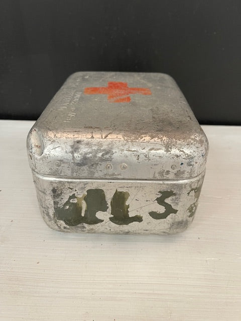 Vintage Aluminium Army First Aid Box  #7312