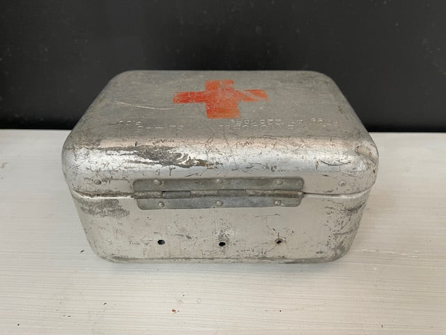 Vintage Aluminium Army First Aid Box  #7312