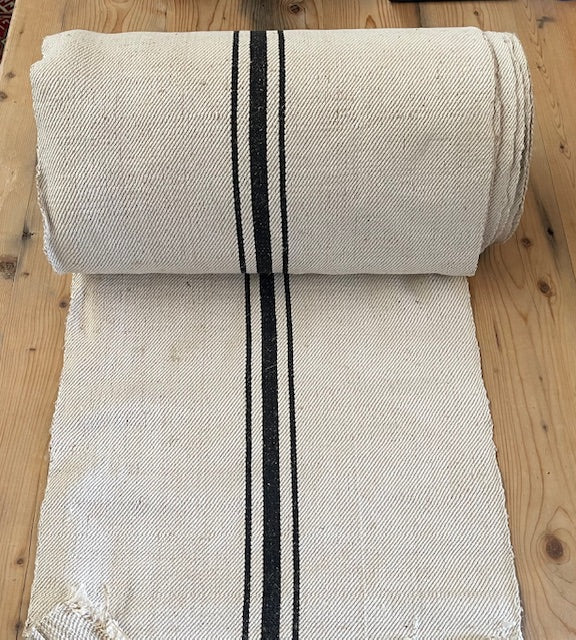 Vintage Black Stripe  Linen/Hemp Grain Sack Material  1940s  # 7316  (Read Information About This Item) (Copy) (Copy)