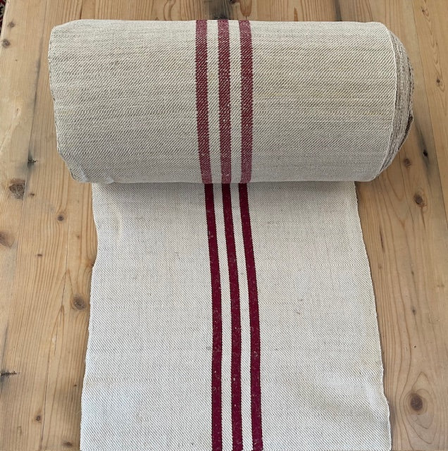 Vintage Dark Red Stripe  Linen/Hemp Grain Sack Material  1940s  # 7317  (Read Information About This Item) (Copy) (Copy) (Copy)
