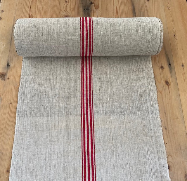 Vintage  Red Stripe  Linen/Hemp Grain Sack Material  1940s  # 7318  (Read Information About This Item) (Copy) (Copy) (Copy) (Copy)