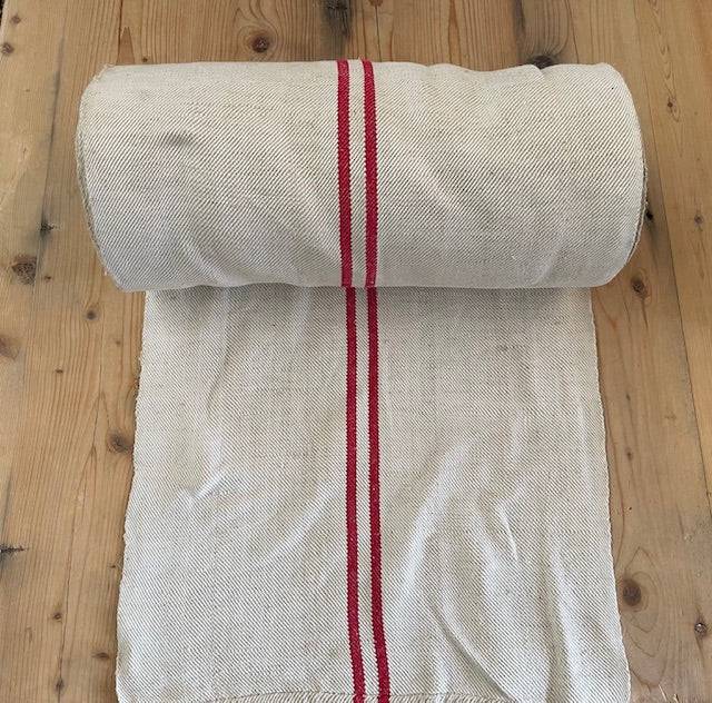 Vintage  Red Stripe  Linen/Hemp Grain Sack Material  1940s  # 7319  (Read Information About This Item) (Copy) (Copy) (Copy) (Copy) (Copy)