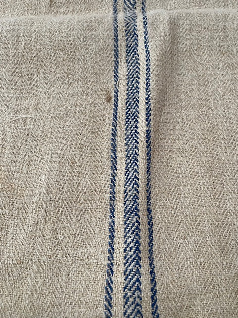 Vintage Blue Stripe Linen/Hemp  Grainsack 1940s  #7332  (Read Information About This Item) (Copy) (Copy)