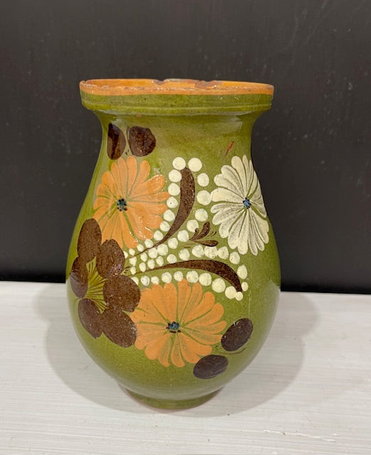 Vintage  Glazed  Hungarian  Terracotta Jug  #7345