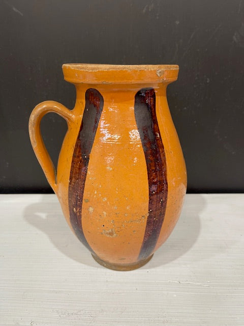 Vintage  Glazed  Hungarian  Terracotta Jug  #7346