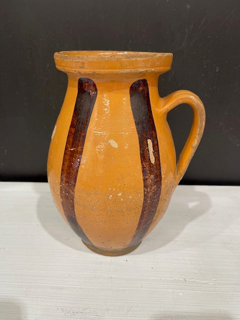 Vintage  Glazed  Hungarian  Terracotta Jug  #7346