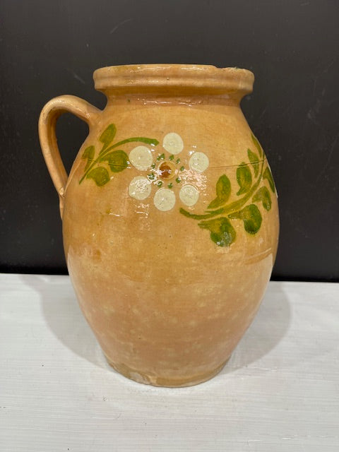 Vintage  Glazed  Hungarian  Terracotta Jug  #7349