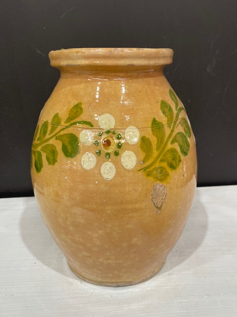 Vintage  Glazed  Hungarian  Terracotta Jug  #7349