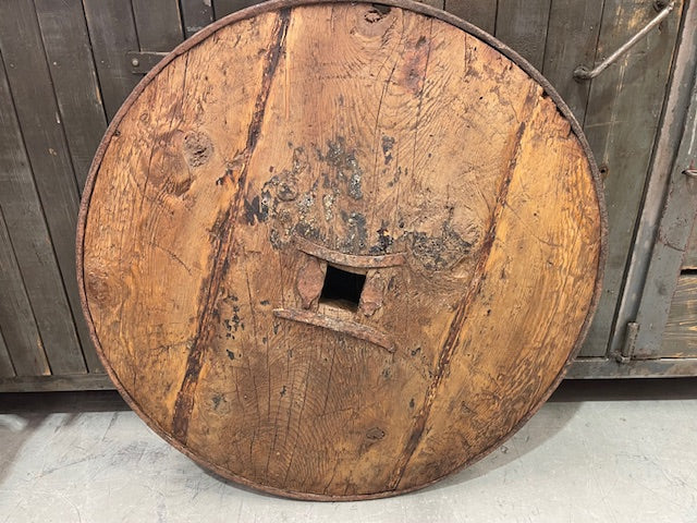 Late 1800s Oak Ox Cart Wheel  # 7355