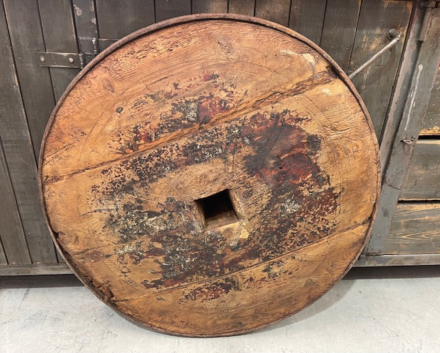 Late 1800s Oak Ox Cart Wheel  # 7355